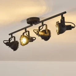 Lampes Industrielles-hofstein Plafonnier Jonsered LED Noir, 4 lumières