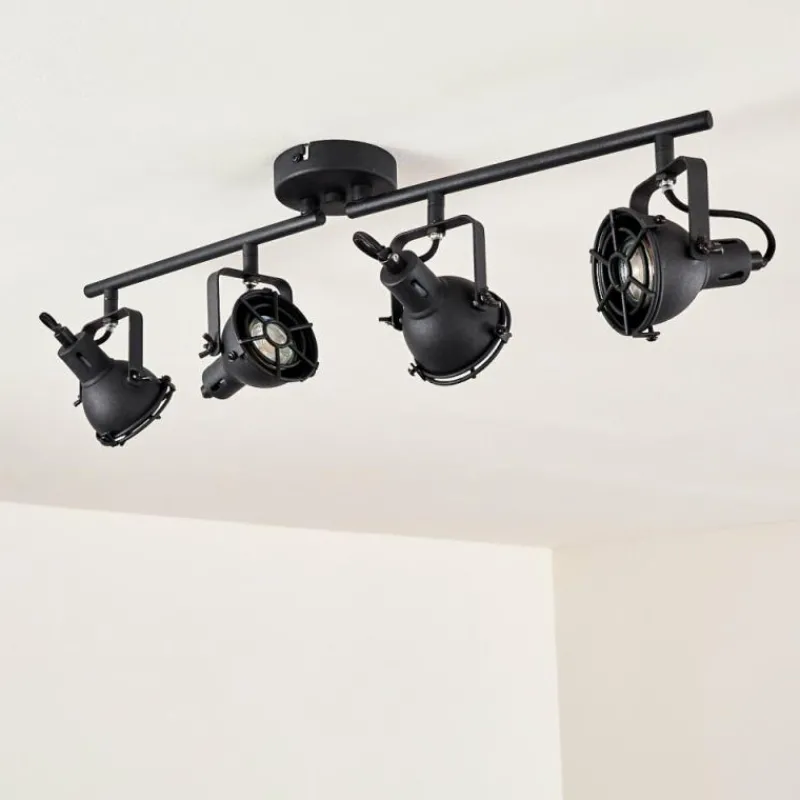 Lampes Industrielles-hofstein Plafonnier Jonsered LED Noir, 4 lumières