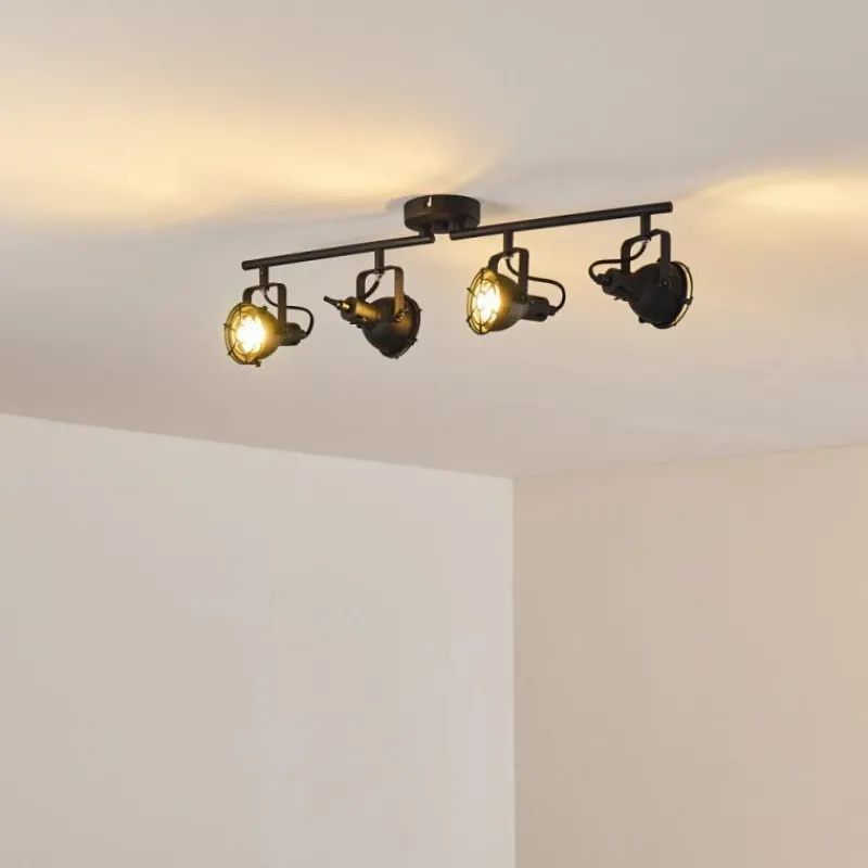 Lampes Industrielles-hofstein Plafonnier Jonsered LED Noir, 4 lumières