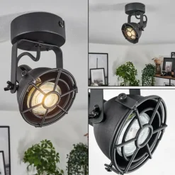 Lampes Industrielles-hofstein Plafonnier Jonsered LED Noir, 1 lumière
