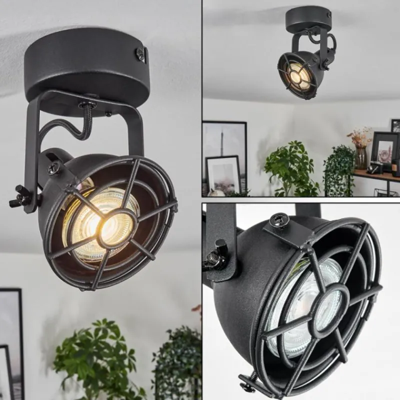 Lampes Industrielles-hofstein Plafonnier Jonsered LED Noir, 1 lumière