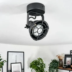 Lampes Industrielles-hofstein Plafonnier Jonsered LED Noir, 1 lumière