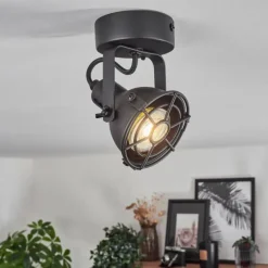 Lampes Industrielles-hofstein Plafonnier Jonsered LED Noir, 1 lumière