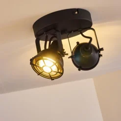 Lampes Industrielles-hofstein Plafonnier Jonsered Noir, 2 lumières