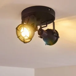 Lampes Industrielles-hofstein Plafonnier Jonsered Noir, 2 lumières