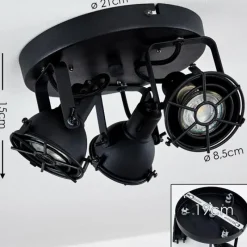 Lampes Industrielles-hofstein Plafonnier Jonsered Noir, 3 lumières