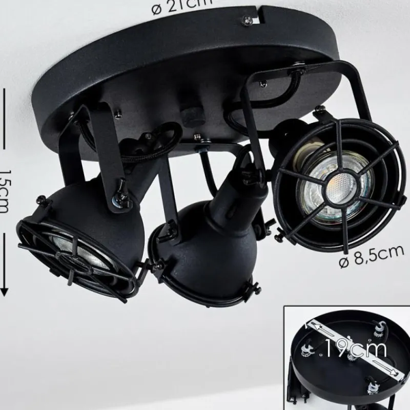 Lampes Industrielles-hofstein Plafonnier Jonsered Noir, 3 lumières