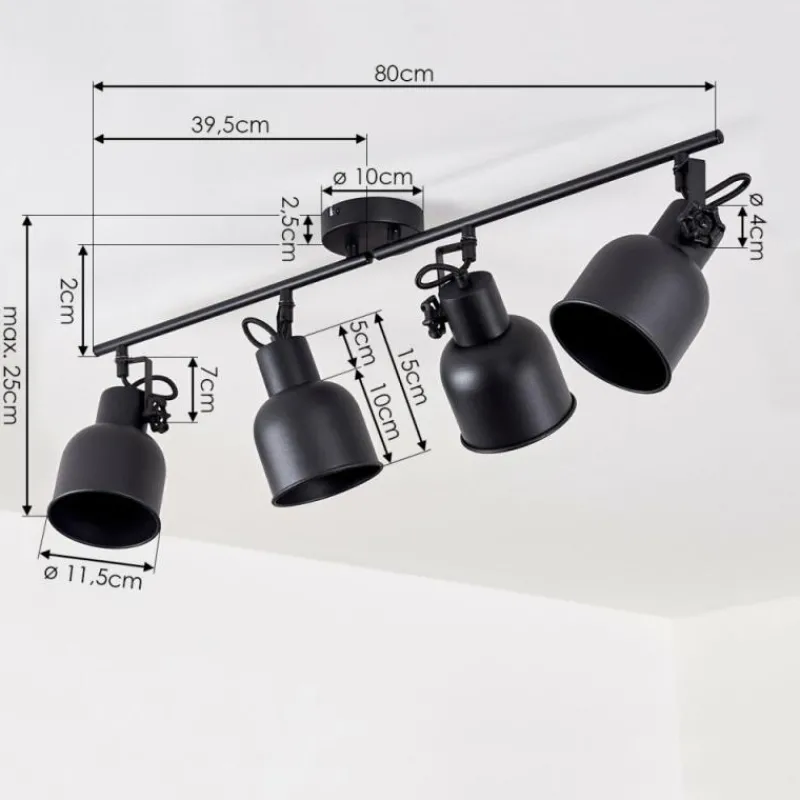 Lampes Industrielles-hofstein Plafonnier Juliboy Noir, 4 lumières