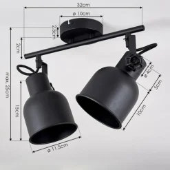 Lampes Industrielles-hofstein Plafonnier Juliboy Noir, 2 lumières