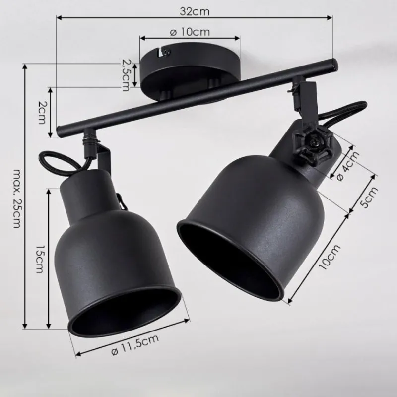 Lampes Industrielles-hofstein Plafonnier Juliboy Noir, 2 lumières