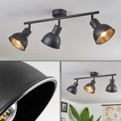 Lampes Industrielles-hofstein Plafonnier Kansela Noir, 3 lumières