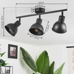 Lampes Industrielles-hofstein Plafonnier Kansela Noir, 3 lumières