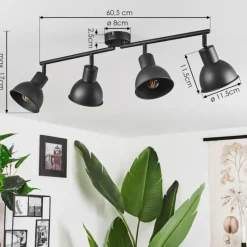 Lampes Industrielles-hofstein Plafonnier Kansela Noir, 4 lumières