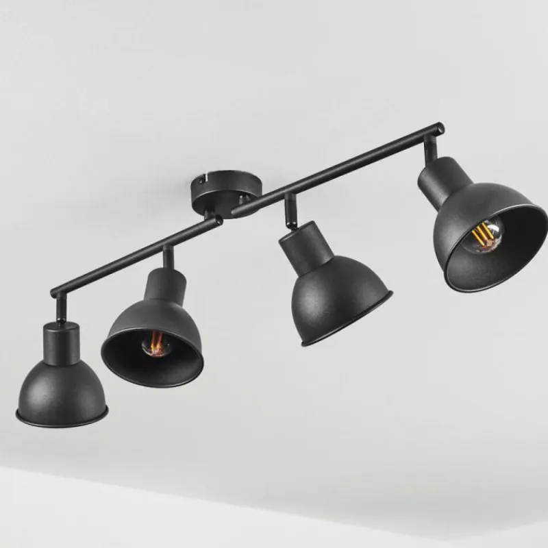 Lampes Industrielles-hofstein Plafonnier Kansela Noir, 4 lumières