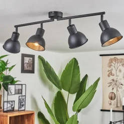 Lampes Industrielles-hofstein Plafonnier Kansela Noir, 4 lumières