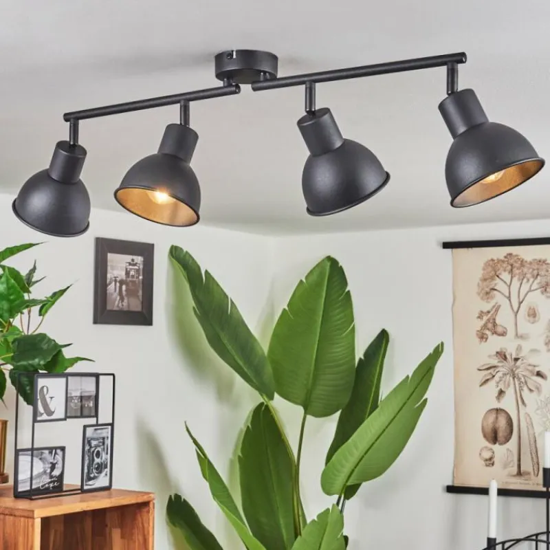 Lampes Industrielles-hofstein Plafonnier Kansela Noir, 4 lumières