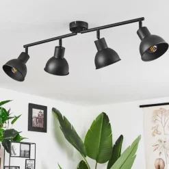 Lampes Industrielles-hofstein Plafonnier Kansela Noir, 4 lumières