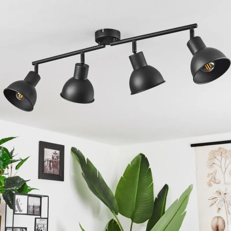 Lampes Industrielles-hofstein Plafonnier Kansela Noir, 4 lumières