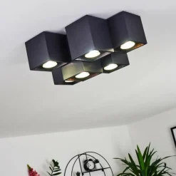 hofstein Plafonnier Karaka Noir, 6 lumières