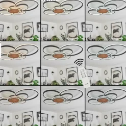 Lampes En Bois-hofstein Plafonnier Kassambene LED Anthracite, Écru, 1 lumière, Télécommandes