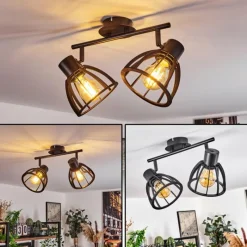 Lampes Industrielles-hofstein Plafonnier Kaurila Noir, 2 lumières