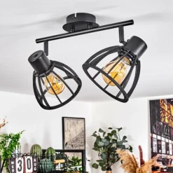 Lampes Industrielles-hofstein Plafonnier Kaurila Noir, 2 lumières