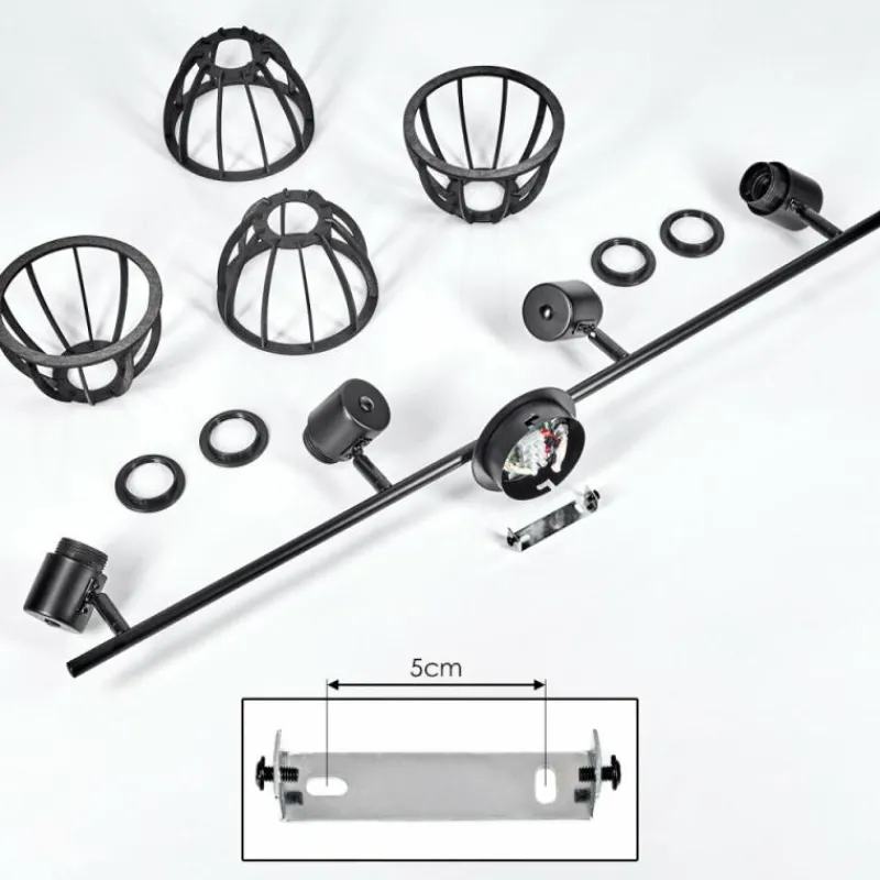 Lampes Industrielles-hofstein Plafonnier Kaurila Noir, 4 lumières