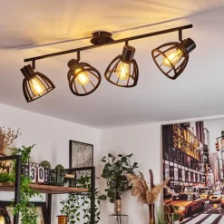 Lampes Industrielles-hofstein Plafonnier Kaurila Noir, 4 lumières