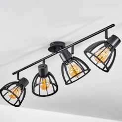 Lampes Industrielles-hofstein Plafonnier Kaurila Noir, 4 lumières