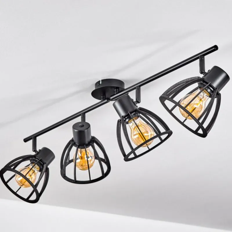 Lampes Industrielles-hofstein Plafonnier Kaurila Noir, 4 lumières
