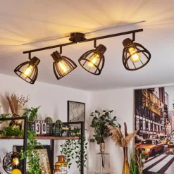 Lampes Industrielles-hofstein Plafonnier Kaurila Noir, 4 lumières