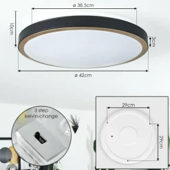hofstein Plafonnier Kelva LED Vieux laiton, Noir, Blanc, 1 lumière