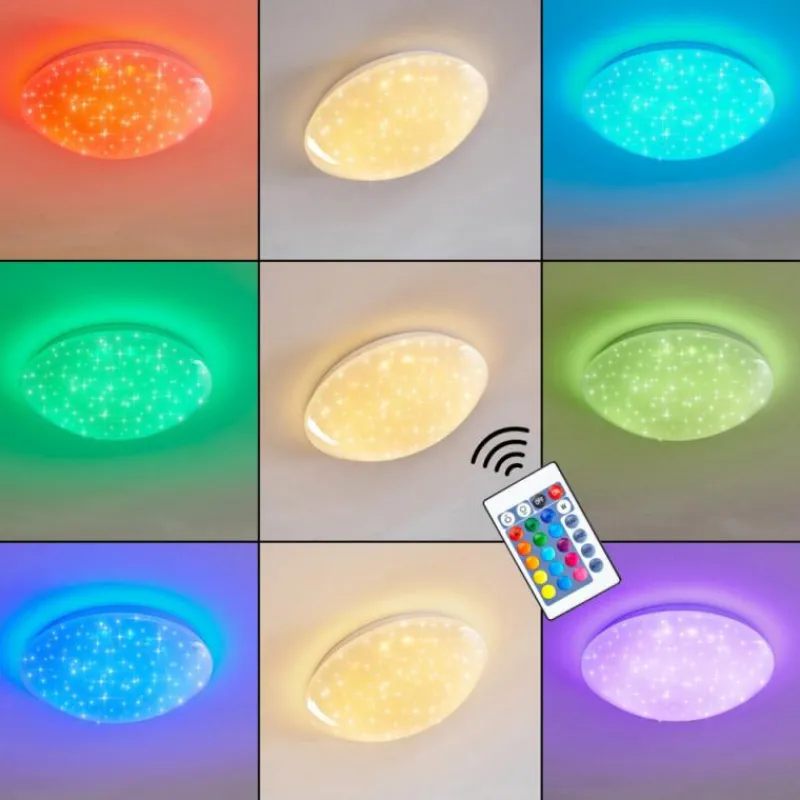 hofstein Plafonnier Kendal LED Blanc, 1 lumière, Télécommandes, Changeur de couleurs* Éclairage Led