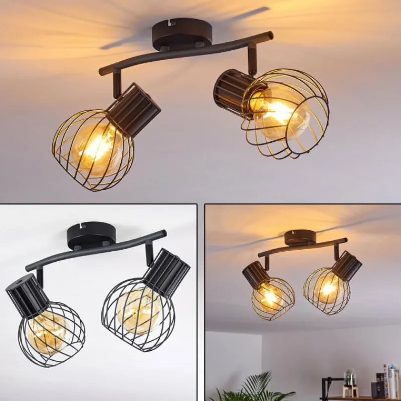 hofstein Plafonnier Kenia Gris, Noir, 2 lumières* Spots Et Projecteurs