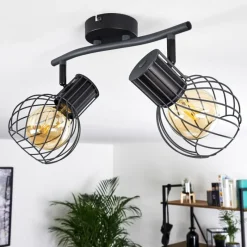 hofstein Plafonnier Kenia Gris, Noir, 2 lumières* Spots Et Projecteurs