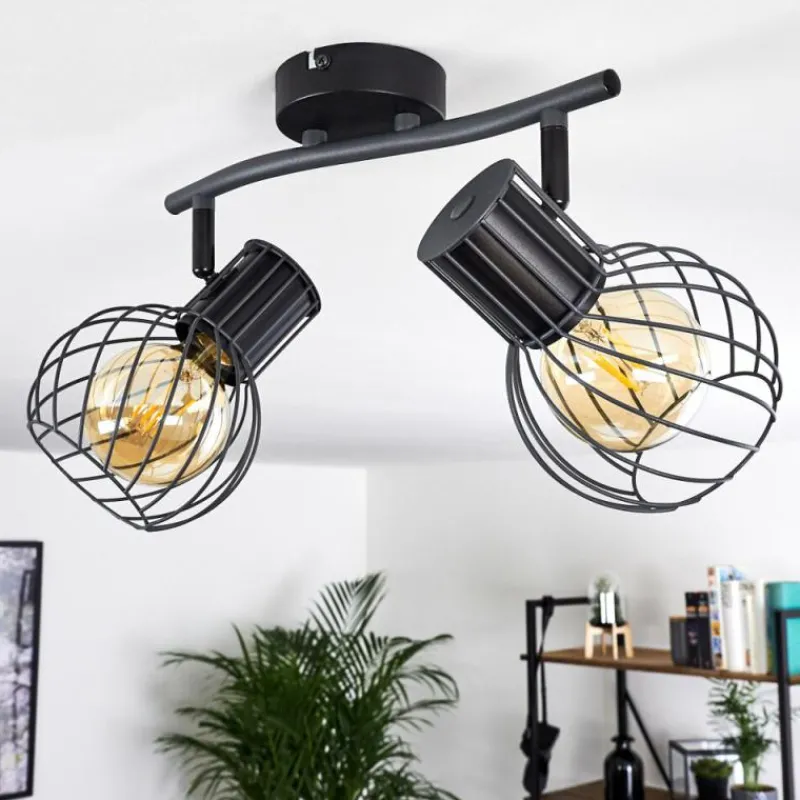 hofstein Plafonnier Kenia Gris, Noir, 2 lumières* Spots Et Projecteurs