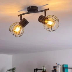 hofstein Plafonnier Kenia Gris, Noir, 2 lumières* Spots Et Projecteurs