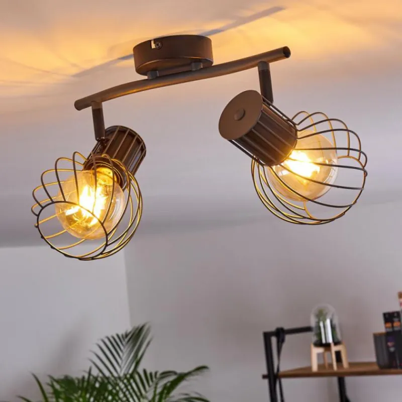 hofstein Plafonnier Kenia Gris, Noir, 2 lumières* Spots Et Projecteurs