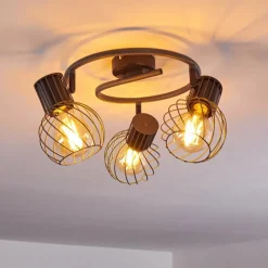 hofstein Plafonnier Kenia Gris, Noir, 3 lumières