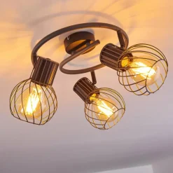 hofstein Plafonnier Kenia Gris, Noir, 3 lumières