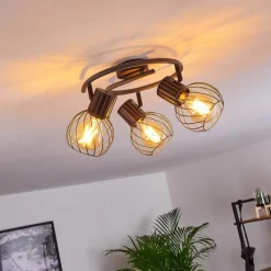 hofstein Plafonnier Kenia Gris, Noir, 3 lumières