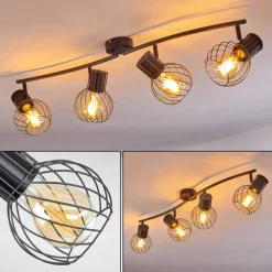 Lampes Industrielles-hofstein Plafonnier Kenia Gris, Noir, 4 lumières