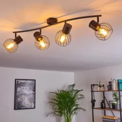 Lampes Industrielles-hofstein Plafonnier Kenia Gris, Noir, 4 lumières