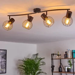 Lampes Industrielles-hofstein Plafonnier Kenia Gris, Noir, 4 lumières