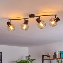 Lampes Industrielles-hofstein Plafonnier Kenia Gris, Noir, 4 lumières