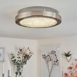 hofstein Plafonnier Kerns LED Nickel mat, 1 lumière