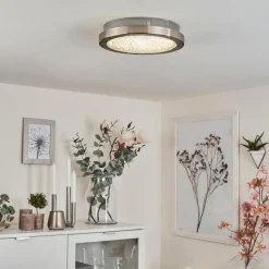 hofstein Plafonnier Kerns LED Nickel mat, 1 lumière