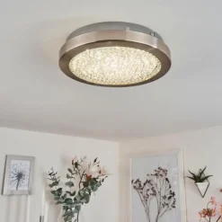 hofstein Plafonnier Kerns LED Nickel mat, 1 lumière
