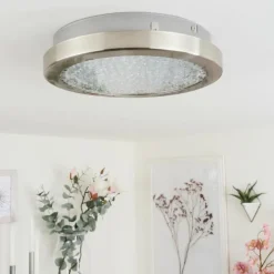 hofstein Plafonnier Kerns LED Nickel mat, 1 lumière