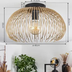 Lampes Dorées-hofstein Plafonnier Keryvaland Noir, 1 lumière